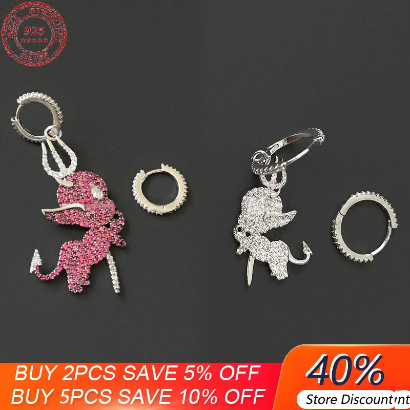 S925 Sterling Silver Micro-set Crystal Diamond Little Devil Asymmetric Earrings Personality Temperament Luxury Monaco Jewelry
S925 Sterling Silver Micro-set Crystal Diamond Little Devil Asymmetric Earrings Personality Temperament Luxury Monaco Jewelry