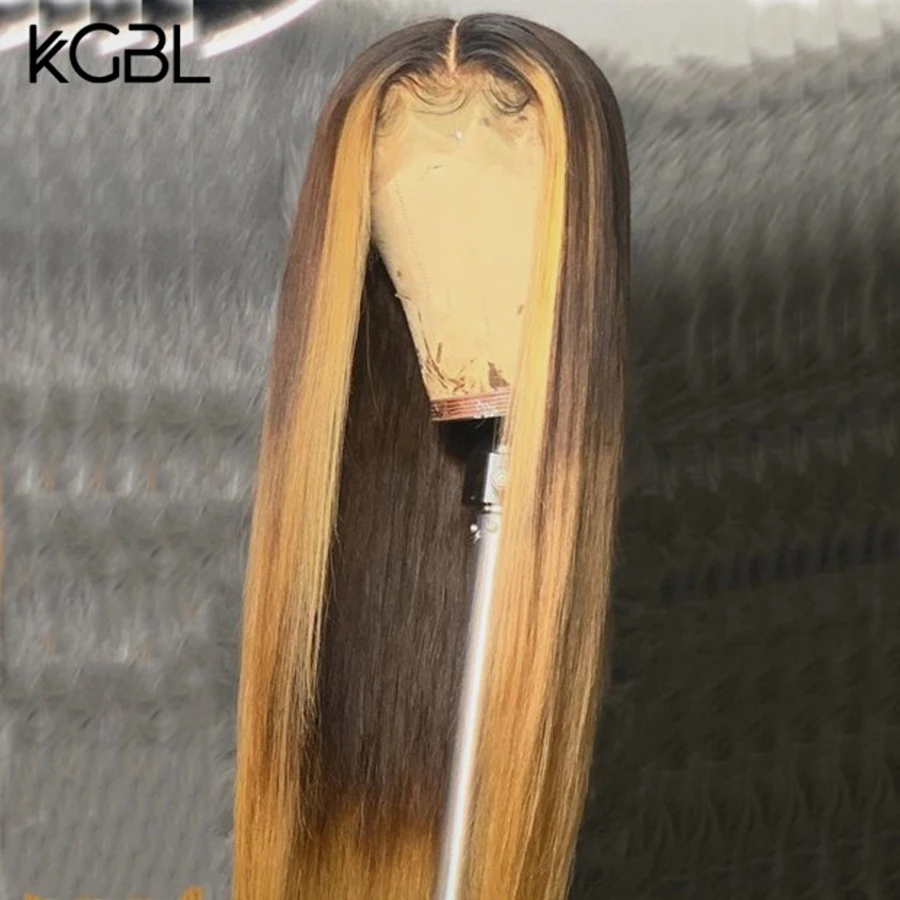 KGBL 13*6 Омбре Выделите прямые кружевные фронтальные человеческие волосы парик с