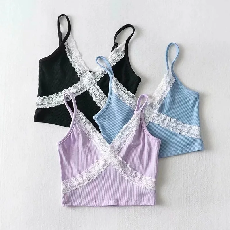 Trendy Summer New Women's Sexy Lace V-neck Slim Camis Twill tank tops women All-match Thin Short Navel Sling tank top women
Trendy Summer New Women's Sexy Lace V-neck Slim Camis Twill tank tops women All-match Thin Short Navel Sling tank top women