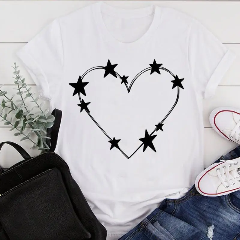 Summer Print Fashion Tshirt Female Short Sleeve Tee Top Graphic T-shirt Women Clothes Cartoon Love Printing Ladies Cute Clothing 
Summer Print Fashion Tshirt Female Short Sleeve Tee Top Graphic T-shirt Women Clothes Cartoon Love Printing Ladies Cute Clothing