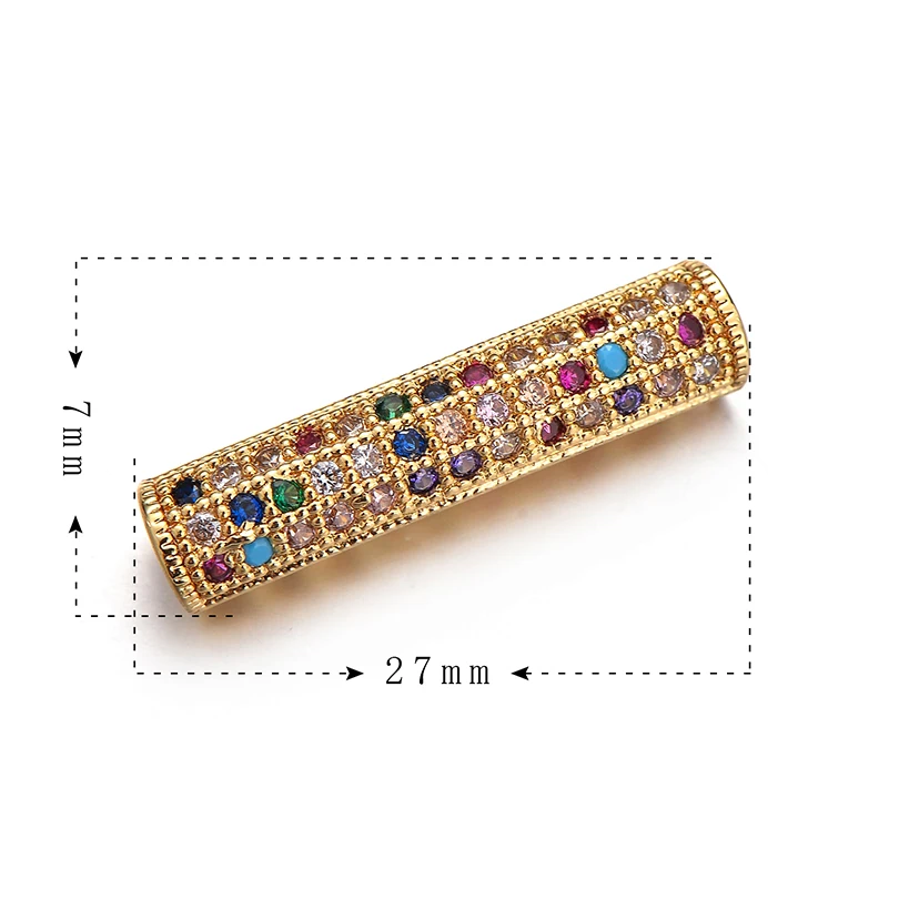 Pipitree Copper Micro Paved Multi Cubic Zirconia Stone Tube Beads DIY Macrame Bracelet Charms Jewelry Making Accessories | Украшения и
