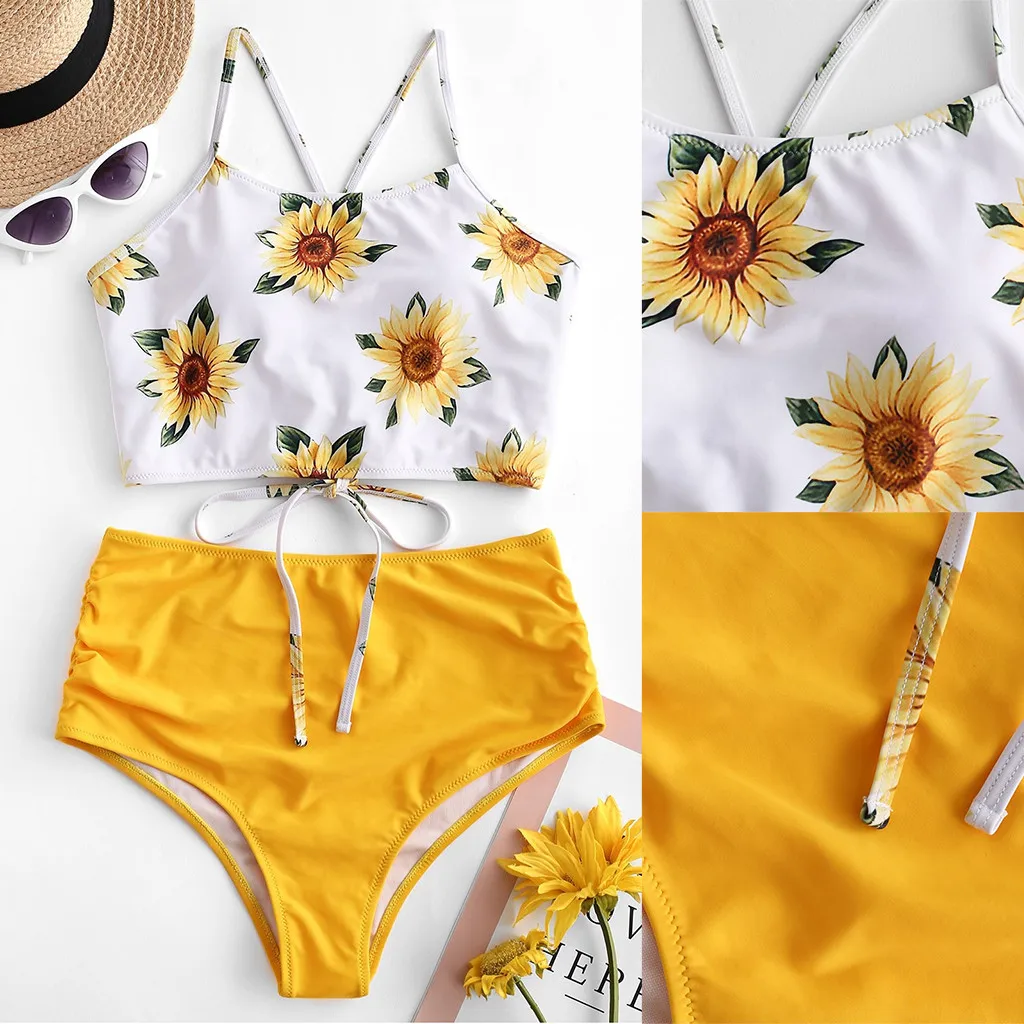 Women's Swimsuit Fashion Sunflower Printing Bandage Two Piece Bikini Set Brazilian Swimwear Beachwear Swimsuit Купальник Женский
Women's Swimsuit Fashion Sunflower Printing Bandage Two Piece Bikini Set Brazilian Swimwear Beachwear Swimsuit Купальник Женский