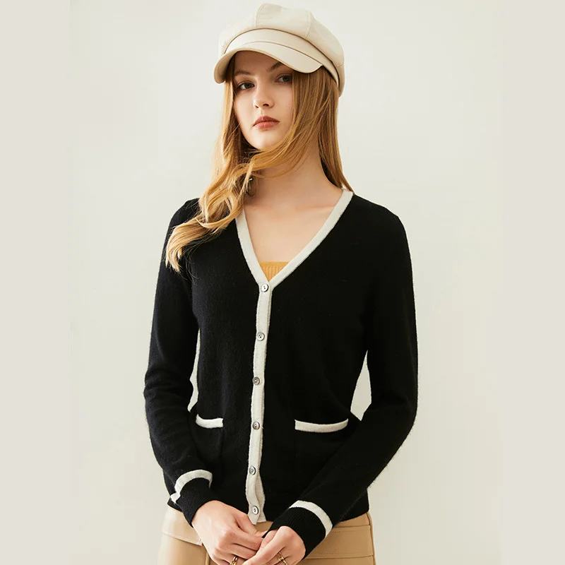 Женский трикотажный кардиган из 100%-ной шерсти, с V-образным вырезом и карманами, 2 цвета
Женский трикотажный кардиган из 100%-ной шерсти, с V-образным вырезом и карманами, 2 цвета