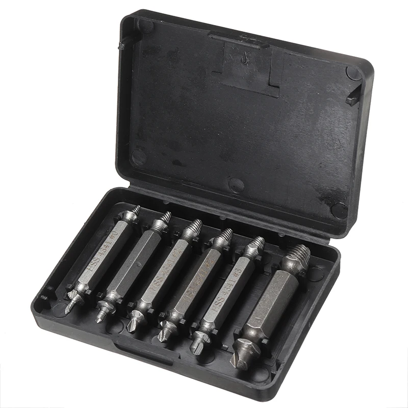 6pc Broken Bolts Remover Double Side Drill Out Damaged Screw Extractor Out Remover Broken Bolt Stud Removal Tool Kit With Case 
6pc Broken Bolts Remover Double Side Drill Out Damaged Screw Extractor Out Remover Broken Bolt Stud Removal Tool Kit With Case