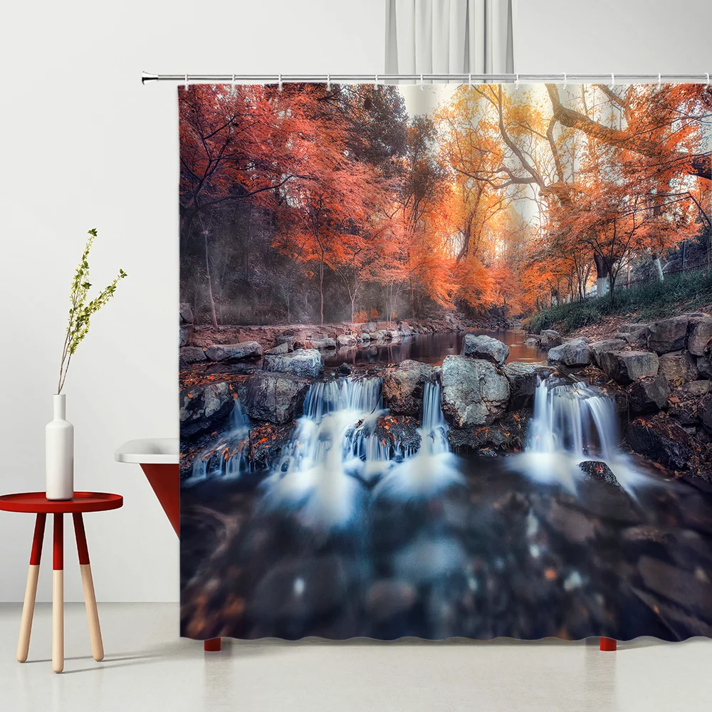 Asia Autumn Forest Landscape Shower Curtain Hooks Fallen Leaves Bathroom Decor Waterproof Screen Hanging Curtain Multiple Size 
Asia Autumn Forest Landscape Shower Curtain Hooks Fallen Leaves Bathroom Decor Waterproof Screen Hanging Curtain Multiple Size