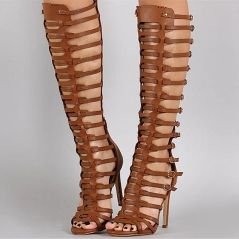 Sexy Brown Gladiator Heels Hollow Out Knee High Boots Open Toe Stiletto Heels Strappy Sandals Buckle Strap Club Dress Shoes
Sexy Brown Gladiator Heels Hollow Out Knee High Boots Open Toe Stiletto Heels Strappy Sandals Buckle Strap Club Dress Shoes