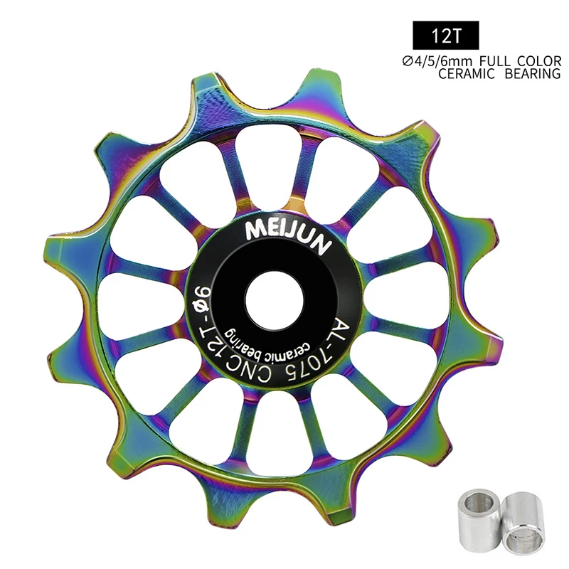 12T Bike Rear Derailleur Pulley Colourful Ceramic Bearing Jockey Wheel 4/5/6mm Spare Part Rainbow Colour Bicycle Accessory
12T Bike Rear Derailleur Pulley Colourful Ceramic Bearing Jockey Wheel 4/5/6mm Spare Part Rainbow Colour Bicycle Accessory