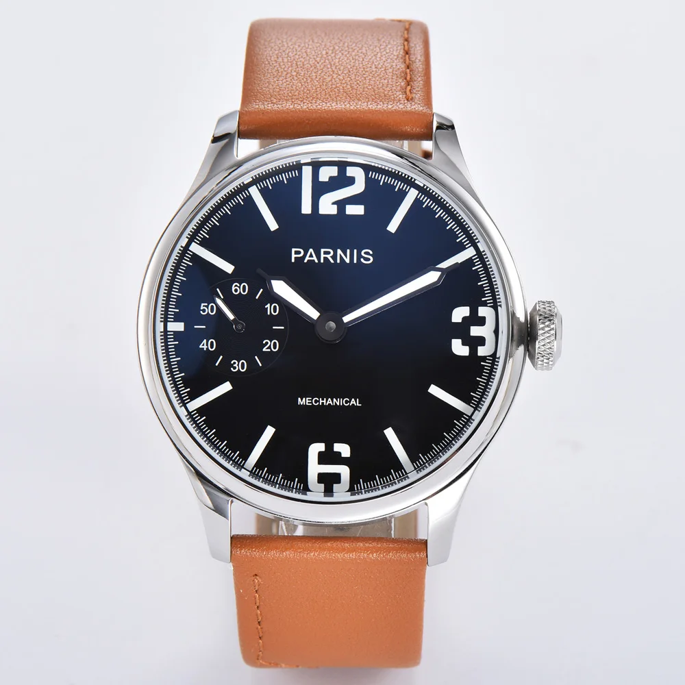 Parnis 44mm Mechanical Mens Watch ST3600 Hand Winding Movement Leather Band Round Case Male Wristwatch
Parnis 44mm Mechanical Mens Watch ST3600 Hand Winding Movement Leather Band Round Case Male Wristwatch