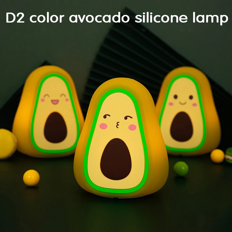 

Авокадо силиконовый ночной Светильник Перезаряжаемые 3 цвета Управление стильная футболка с изображением персонажей видеоигр лампа свети...