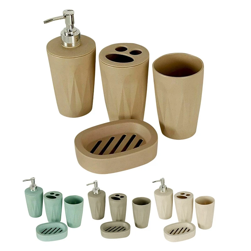 4Pcs/Set Bathroom Suit Accessories Includes Lotion Bottle Cup Toothbrush Holder Soap Dish Wheat Straw Washroom Suit
4Pcs/Set Bathroom Suit Accessories Includes Lotion Bottle Cup Toothbrush Holder Soap Dish Wheat Straw Washroom Suit
