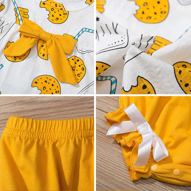 Infant Baby Girls Clothes Set Outfits Summer Cotton Print Cartoon Suit Short Sleeve T-shirt and Shorts Yellow Suit 
Infant Baby Girls Clothes Set Outfits Summer Cotton Print Cartoon Suit Short Sleeve T-shirt and Shorts Yellow Suit