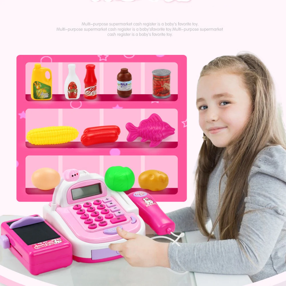 Kids Supermarket Cash Register Electronic Toys with Foods Basket Money Children Learning Education Pretend Play
Kids Supermarket Cash Register Electronic Toys with Foods Basket Money Children Learning Education Pretend Play