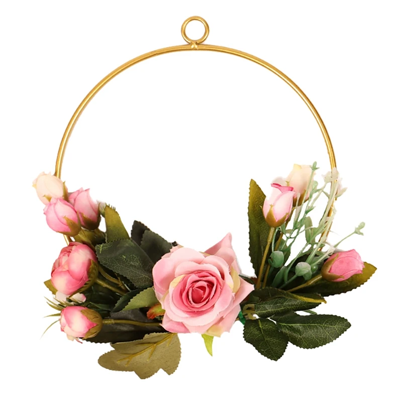 Floral Hoop Wreath Artificial Rose Flower and Green Leaf Hanging Wall Hoop Wreath for Front Door Wall Wedding Home Decor
Floral Hoop Wreath Artificial Rose Flower and Green Leaf Hanging Wall Hoop Wreath for Front Door Wall Wedding Home Decor