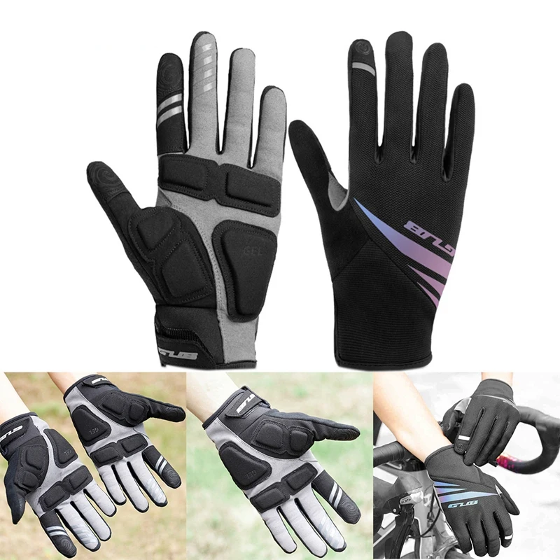 

GUB Full Finger Cycling Gloves Windproof Touchscreen Thermal Gloves Colorful Reflection for Motorcycle Cycling Sports Skiing