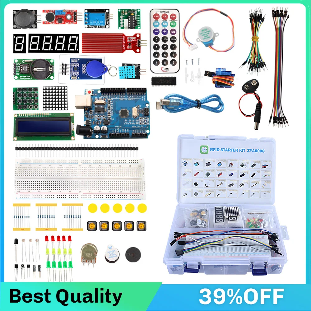 

Super Starter Kit for Arduino UNO R3 CH340G/Breadboard / SG90 Servo / LED display / jumper Wire / Channel Relay Module