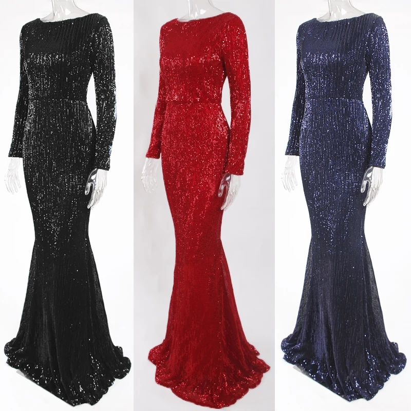 Elegant O Neck Long Sleeve Sequin Maxi Dress Floor Length Stretchy Bodycon Party Dress Gold Green Burgundy Black
Elegant O Neck Long Sleeve Sequin Maxi Dress Floor Length Stretchy Bodycon Party Dress Gold Green Burgundy Black