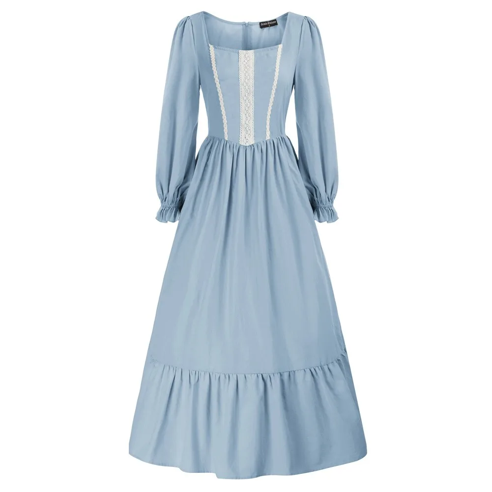 Women Flared A-Line Renaissance Cotton Dress Long Sleeve Women Vintage Solid Color Winter Dress Elegant Green Long Sleeve Pleate
Women Flared A-Line Renaissance Cotton Dress Long Sleeve Women Vintage Solid Color Winter Dress Elegant Green Long Sleeve Pleate