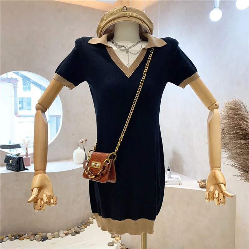 New Women's Clothing Summer 2021 Fashion Temperament Polo neck retro contrast Puff short sleeve knit dress
New Women's Clothing Summer 2021 Fashion Temperament Polo neck retro contrast Puff short sleeve knit dress