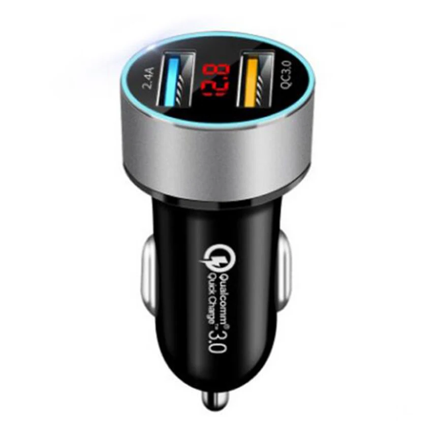 Universal Car QC3.0 Quick Charge Dual USB Ports LCD Display Cellphone Charger Tool Wide Mobile Phone Adapter | Мобильные телефоны и
