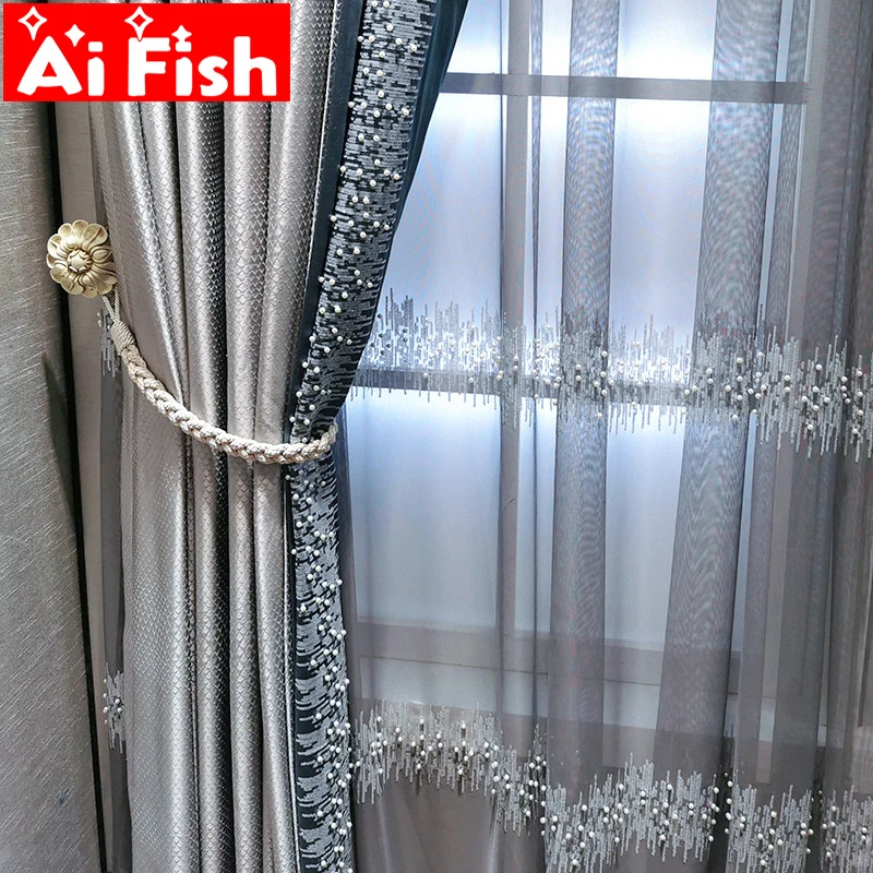 French Luxury Embroidery Blue Beads Blackout Curtains for Living Room Pearls Sequins Curtain Tulle for Bedroom Customized M232#4
French Luxury Embroidery Blue Beads Blackout Curtains for Living Room Pearls Sequins Curtain Tulle for Bedroom Customized M232#4