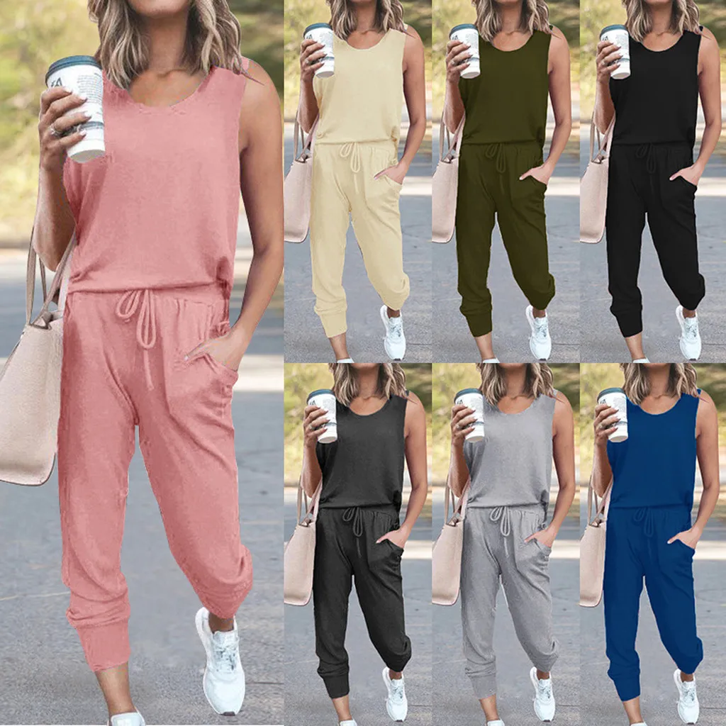 Fashion Women Loose Two-piece Sets Solid Color Sleeveless Sets Tops Vest Casual Pants Sweatsuit Sets Sport Conjuntos De Mujer
Fashion Women Loose Two-piece Sets Solid Color Sleeveless Sets Tops Vest Casual Pants Sweatsuit Sets Sport Conjuntos De Mujer