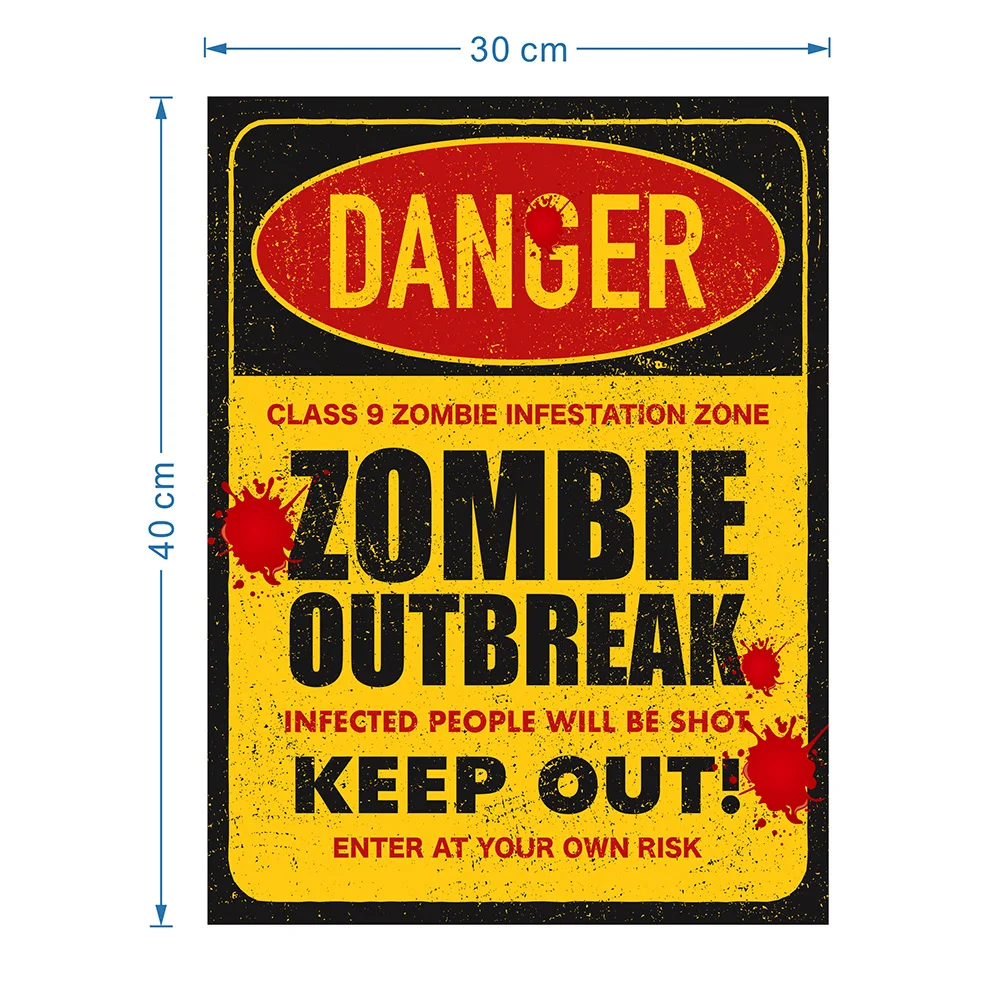 Vintage Plaque Tin Sign Halloween Horror Film Movie Poster Wall Stickers Plate Club Classical Retro Paint Warning sticker | Дом и сад