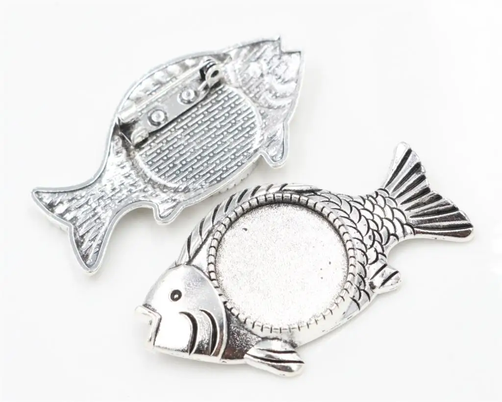 5pcs 20mm Inner Size Antique Silver Plated And Antique Bronze Colors Plated Brooch Pin Fish Style Cabochon Base Setting
5pcs 20mm Inner Size Antique Silver Plated And Antique Bronze Colors Plated Brooch Pin Fish Style Cabochon Base Setting