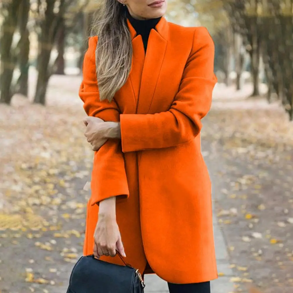Classic Women Coat Soft Jacket Coat Long Sleeve Solid Color Stand Collar Women Coat
Classic Women Coat Soft Jacket Coat Long Sleeve Solid Color Stand Collar Women Coat