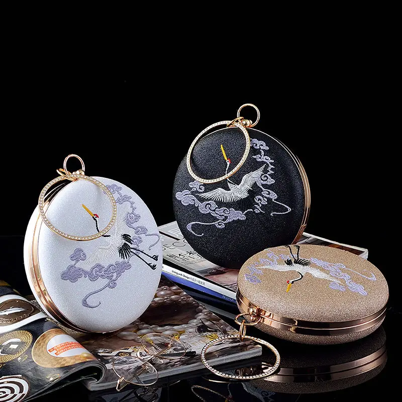Fashion Designer Women Embroidery Red -crowned Crane Evening Bag Chinese Style Handbag Party Clutch Bags Chain Small Round Bag
Fashion Designer Women Embroidery Red -crowned Crane Evening Bag Chinese Style Handbag Party Clutch Bags Chain Small Round Bag