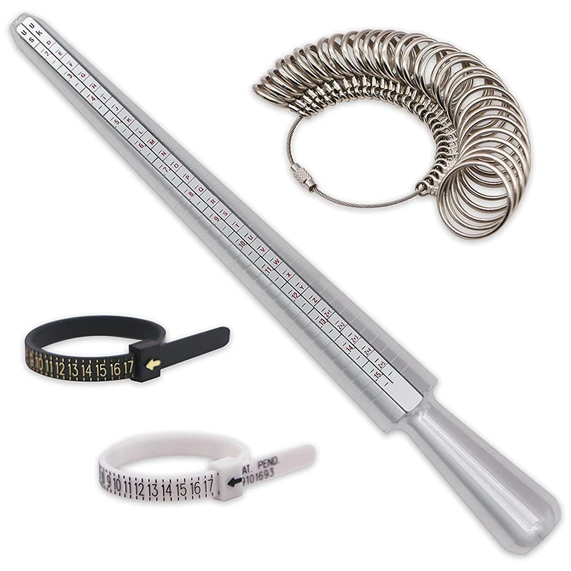 4Pcs Ring Sizer Measuring Tool, Finger Size Gauge & Aluminum Sizer Ring Mandrel And Ring Sizer Belts (Alloy)
4Pcs Ring Sizer Measuring Tool, Finger Size Gauge & Aluminum Sizer Ring Mandrel And Ring Sizer Belts (Alloy)
