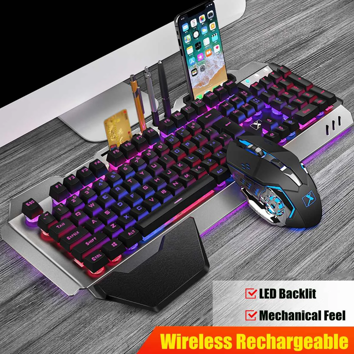 Multi-function Wireless Rechargeable Keyboard Mouse Gaming Mouse Keyboard Combo USB Waterproof Backlight LED Set For PC Game
Multi-function Wireless Rechargeable Keyboard Mouse Gaming Mouse Keyboard Combo USB Waterproof Backlight LED Set For PC Game