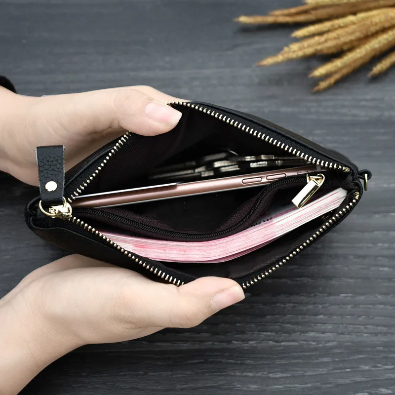 Real Cow Genuine Leather Wallet Women Mini Handbag Purse Card ID Phone Holder Zipper Clutch Evening Bags Small Wristlet Wallets
Real Cow Genuine Leather Wallet Women Mini Handbag Purse Card ID Phone Holder Zipper Clutch Evening Bags Small Wristlet Wallets