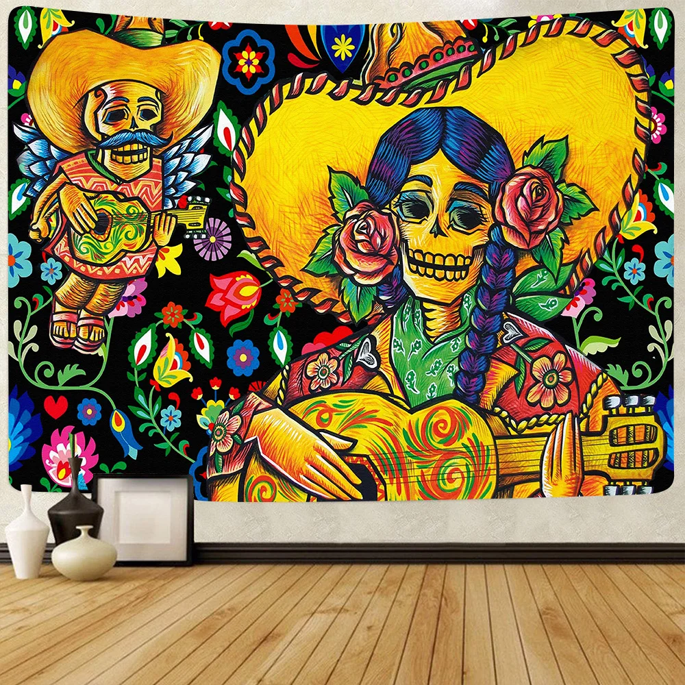 New Mexican Tapestry Day of The Dead Backdrop for Mexican Fiesta Sugar Skull Wall Hanging Tapestries for Living Room Home Decor
New Mexican Tapestry Day of The Dead Backdrop for Mexican Fiesta Sugar Skull Wall Hanging Tapestries for Living Room Home Decor