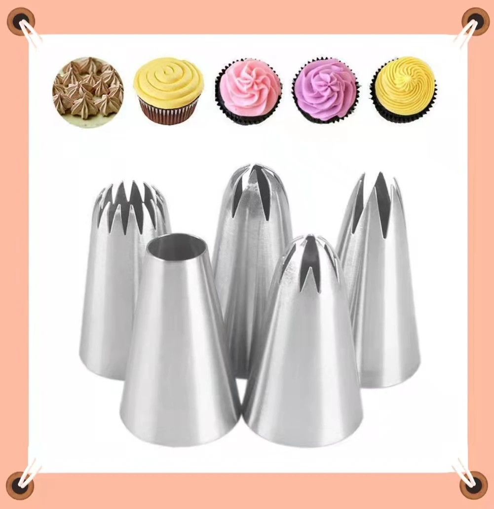 5pcs Large Cake Cream Decoration Tips Set Pastry Tools Dessert Nozzle Piping Cupcake Decorators Icing Steel Head
5pcs Large Cake Cream Decoration Tips Set Pastry Tools Dessert Nozzle Piping Cupcake Decorators Icing Steel Head