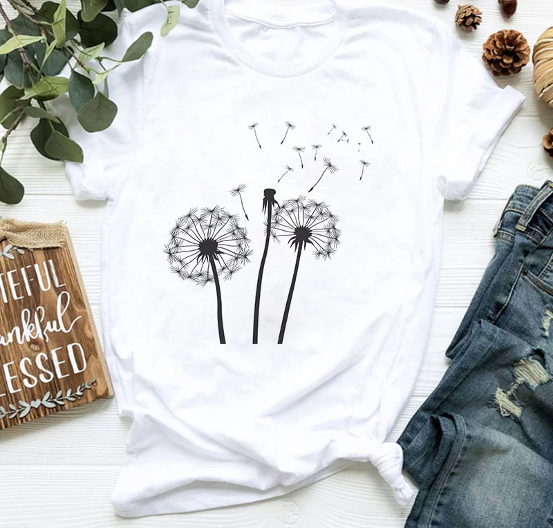 Hot style wildflower dandelion print fashion women's T-shirt simple casual fun Tshirt home lovers short sleeves aesthetic tshirt
Hot style wildflower dandelion print fashion women's T-shirt simple casual fun Tshirt home lovers short sleeves aesthetic tshirt