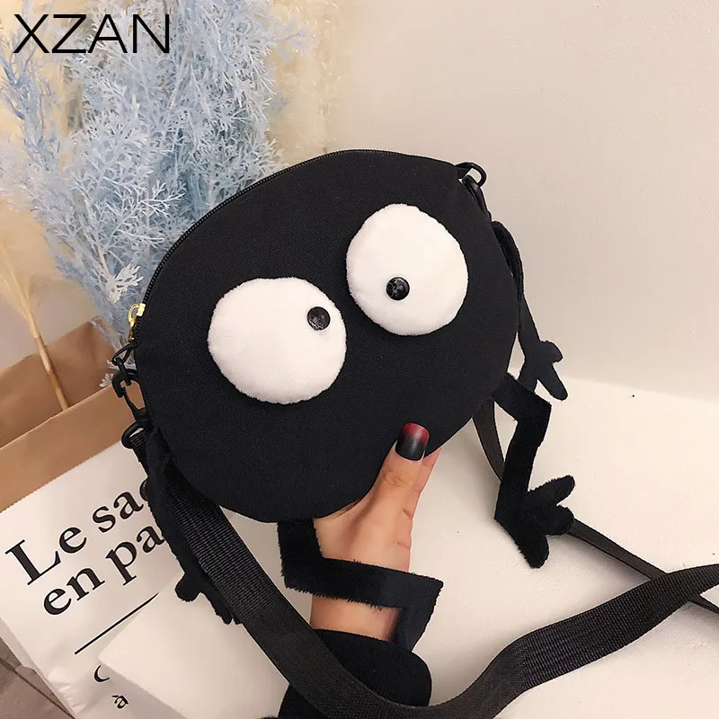 

Personality Funny Canvas Men Backpack Spirited Away Girl Kawaii Handbag Small Briquettes Cartoon Harajuku Crossbody Shoulder Bag