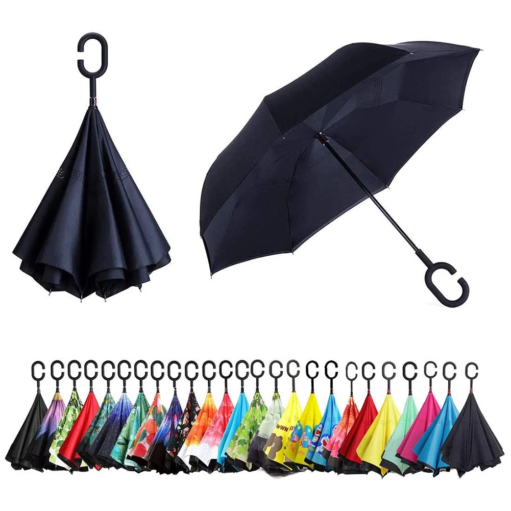 Folding Vinyl Reverse Umbrella with Long Handle C Hook Sunny Rain Dual-purpose Umbrella Windproof Rain Hand-free Inverted Unisex
Folding Vinyl Reverse Umbrella with Long Handle C Hook Sunny Rain Dual-purpose Umbrella Windproof Rain Hand-free Inverted Unisex