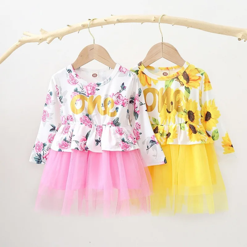 Sun Flower Baby Girl Dresses Infant Children ONE Letter Printed Long Sleeve Mesh Dress Vestidos De Bebes Winter Dress for Girls
Sun Flower Baby Girl Dresses Infant Children ONE Letter Printed Long Sleeve Mesh Dress Vestidos De Bebes Winter Dress for Girls