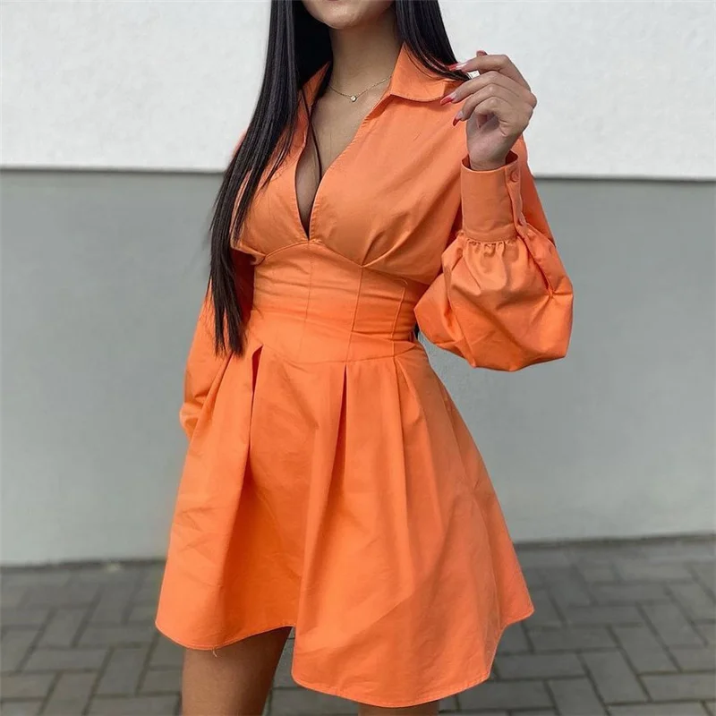 Office Lady Women Femal Dresses Ladies Long Sleeve Deep V Shirt Dress Sexy Mini Beach Dress Elegant Sexy Party Dress New
Office Lady Women Femal Dresses Ladies Long Sleeve Deep V Shirt Dress Sexy Mini Beach Dress Elegant Sexy Party Dress New