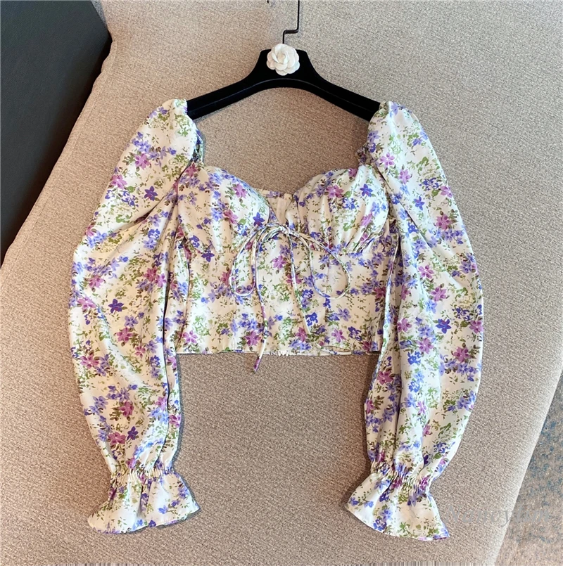 2021 Spring New Korean Style Retro Bow Waist Tight Puff Sleeve Floral Print Top Women's Shirt Cropped Blouse Blusas
2021 Spring New Korean Style Retro Bow Waist Tight Puff Sleeve Floral Print Top Women's Shirt Cropped Blouse Blusas