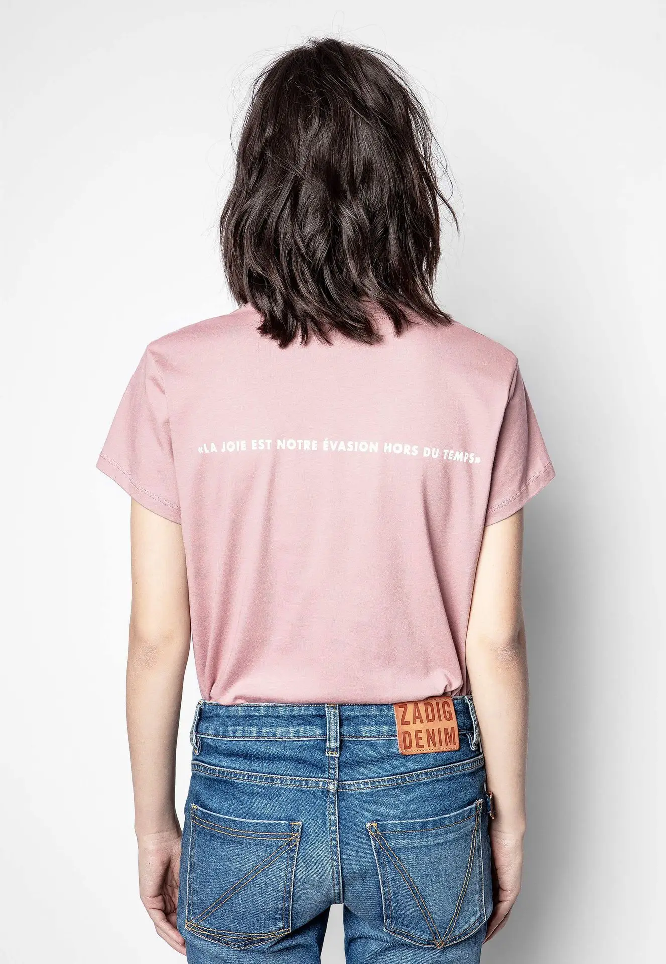 21 spring and summer new classic letters white printed cotton pink short-sleeved women's T-shirt 
21 spring and summer new classic letters white printed cotton pink short-sleeved women's T-shirt