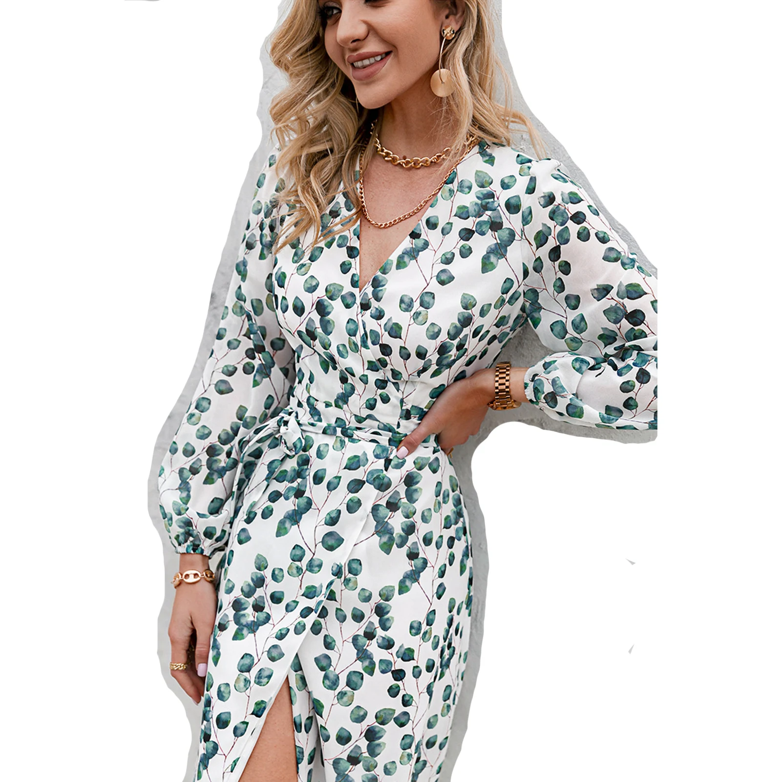 2021 New Women Elegant Vintage Tie-up A-line Printed Dress Green Leaf V-neck Long Sleeve White Puff Sleeve Plus Size S-XXL
2021 New Women Elegant Vintage Tie-up A-line Printed Dress Green Leaf V-neck Long Sleeve White Puff Sleeve Plus Size S-XXL