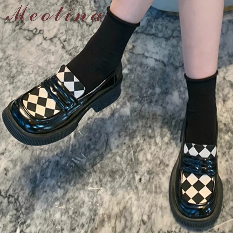 Meotina Genuine Leather Women Loafers Shoes Platform Thick Heels Causal Pumps Round Toe High Heel Ladies Footwear Spring Black
Meotina Genuine Leather Women Loafers Shoes Platform Thick Heels Causal Pumps Round Toe High Heel Ladies Footwear Spring Black