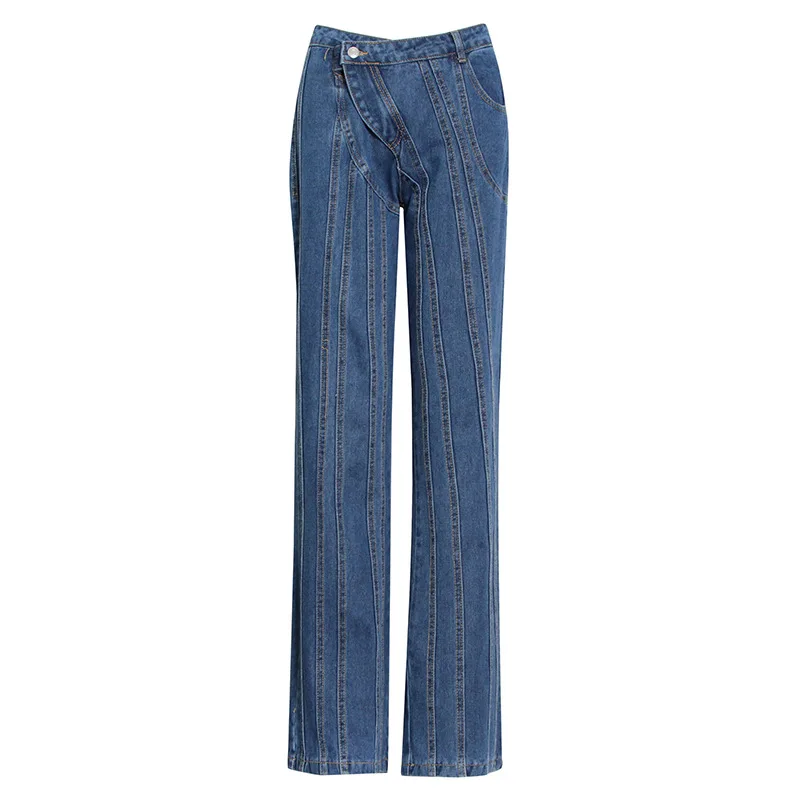 Summer High Waist Pants Cotton straight pants 2021 new blue washed irregular stitching temperament commuter jeans women
Summer High Waist Pants Cotton straight pants 2021 new blue washed irregular stitching temperament commuter jeans women