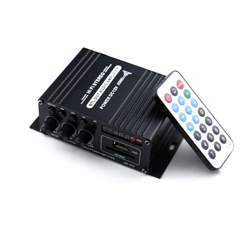 Мини аудио усилитель мощности AK370 12 В USB SD MP3 FM BT цифровой аудиоприемник