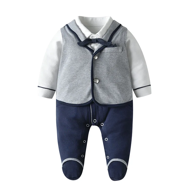 Baby Jumpsuit Korean Gentleman Style Newborn Boys Rompers Bowtie Clothing Autumn Winter Long Sleeve Children Clothes Boys Outfit 
Baby Jumpsuit Korean Gentleman Style Newborn Boys Rompers Bowtie Clothing Autumn Winter Long Sleeve Children Clothes Boys Outfit