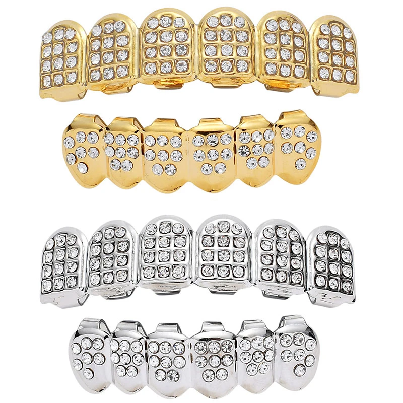 Shiny Hip Hop Gold Teeth Grills With Crystal Top &Bottom Iced Out Bling Grills Dental Mouth Teeth Caps Party Tooth Jewelry Hot
Shiny Hip Hop Gold Teeth Grills With Crystal Top &Bottom Iced Out Bling Grills Dental Mouth Teeth Caps Party Tooth Jewelry Hot