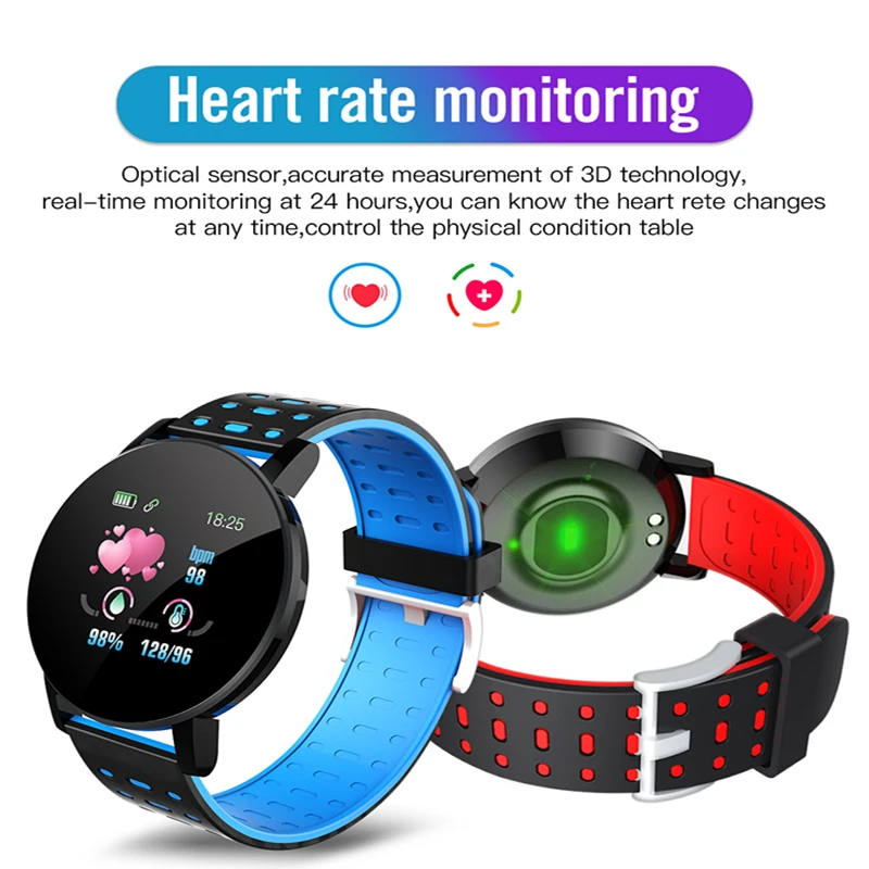Cheap 119 Plus Smart Watch Men Women Blood Pressure Waterproof Clock Fitness Tracker Round Sport Smartwatch | Электроника