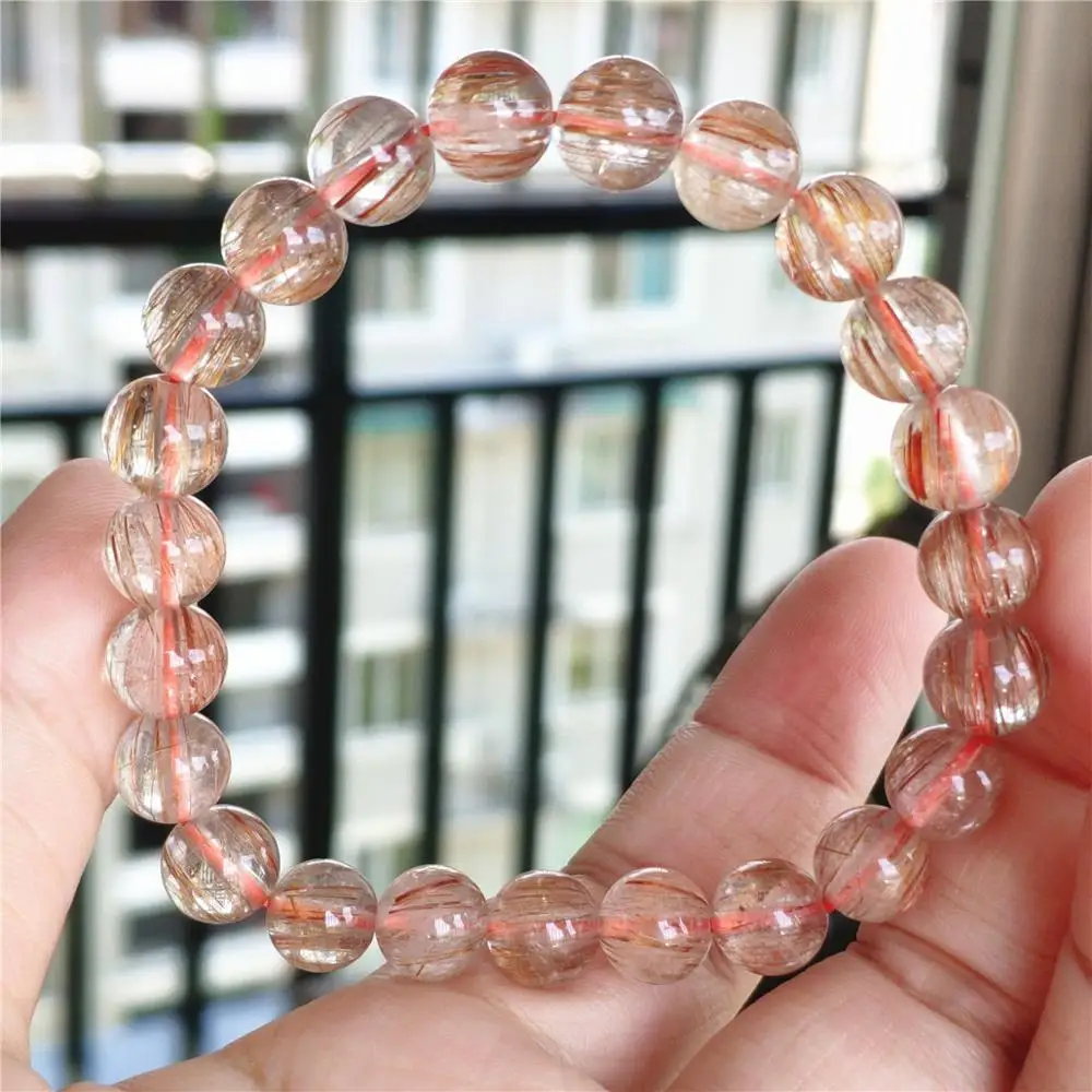 8.5mm Natural Copper Rutilated Quartz Bracelet Clear Round Beads Bangle Rare Women Men Wealthy Stone AAAAA
8.5mm Natural Copper Rutilated Quartz Bracelet Clear Round Beads Bangle Rare Women Men Wealthy Stone AAAAA