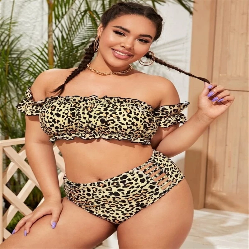 Plus Size Lady 's Swimwear 2021 New Arrival Leopard Strapeless Boat Neck Waist Hollow Split Bikini for Women Maillot De Bain
Plus Size Lady 's Swimwear 2021 New Arrival Leopard Strapeless Boat Neck Waist Hollow Split Bikini for Women Maillot De Bain